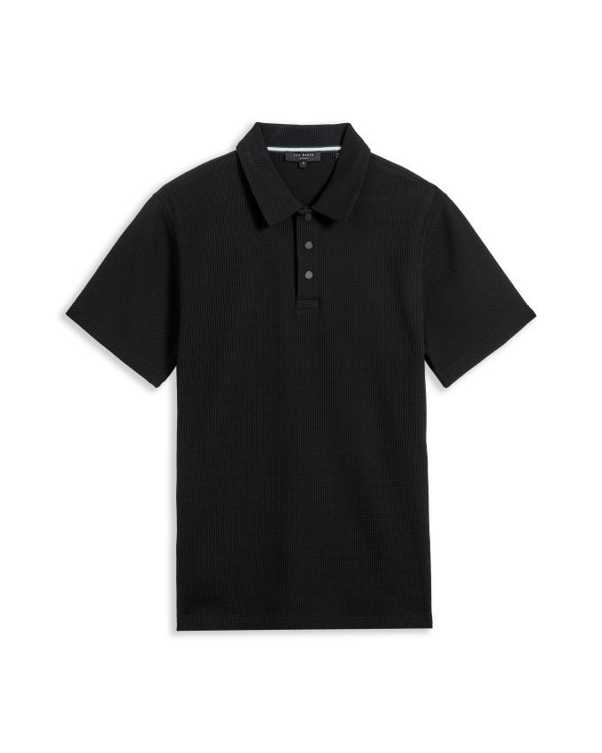 Polo Ted Baker Short Sleeve Regular Fit Textured Noir Homme | MDE-54062623